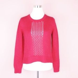 Banana Republic 100% Cotton Crewneck Sweater with Open Weave Panel